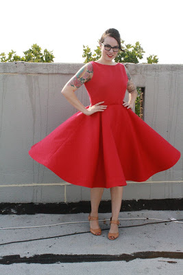 gertie retro red circle skirt dress sewing